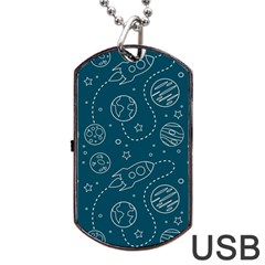 Space Seamless Pattern Dog Tag Usb Flash (two Sides)