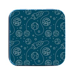 Space Seamless Pattern Square Metal Box (black)