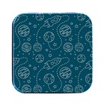 Space Seamless Pattern Square Metal Box (Black) Front