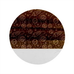 Space Seamless Pattern Marble Wood Coaster (round) by Bedest