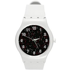 Abstract Dark Pattern Minimal Round Plastic Sport Watch (m)