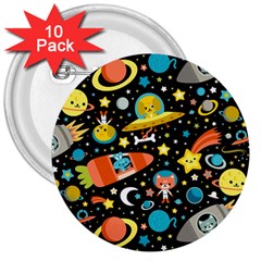 Space Pattern 3  Buttons (10 Pack) 