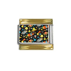 Space Pattern Gold Trim Italian Charm (9mm)