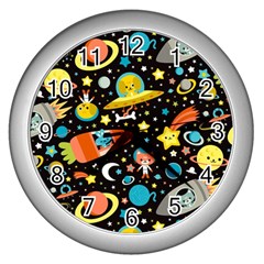 Space Pattern Wall Clock (silver)