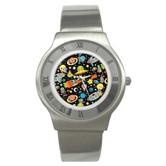 Space Pattern Stainless Steel Watch