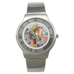 Abstract Background Pattern Stainless Steel Watch by Bedest