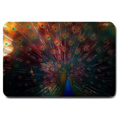 Peacock Feather Bird Large Doormat by Bedest