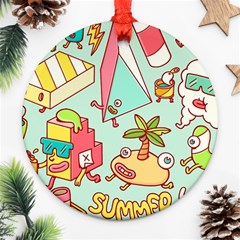 Summer Up Cute Doodle Ornament (round) by Bedest