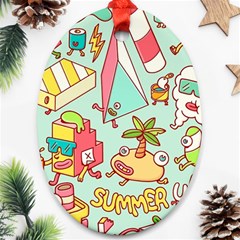 Summer Up Cute Doodle Ornament (oval) by Bedest