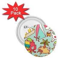 Summer Up Cute Doodle 1 75  Buttons (10 Pack)