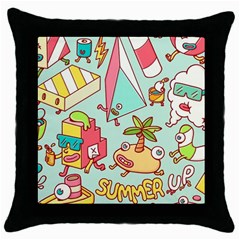 Summer Up Cute Doodle Throw Pillow Case (black) by Bedest