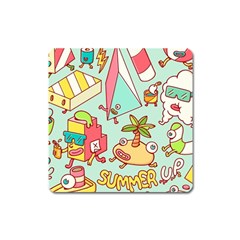 Summer Up Cute Doodle Square Magnet by Bedest