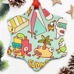 Summer Up Cute Doodle Snowflake Ornament (two Sides) by Bedest