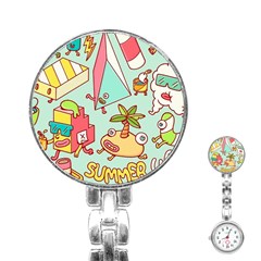 Summer Up Cute Doodle Stainless Steel Nurses Watch by Bedest