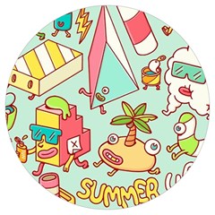 Summer Up Cute Doodle Round Trivet