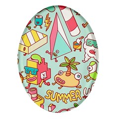 Summer Up Cute Doodle Oval Glass Fridge Magnet (4 Pack) by Bedest