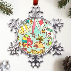 Summer Up Cute Doodle Metal Large Snowflake Ornament by Bedest