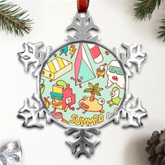 Summer Up Cute Doodle Metal Small Snowflake Ornament by Bedest