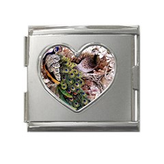 Japanese Painting Flower Peacock Mega Link Heart Italian Charm (18mm) by Bedest