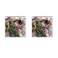 Japanese Painting Flower Peacock Cufflinks (Square)