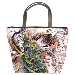 Japanese Painting Flower Peacock Bucket Bag