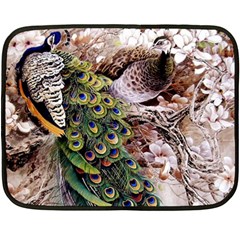 Japanese Painting Flower Peacock Fleece Blanket (mini) by Bedest