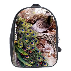 Japanese Painting Flower Peacock School Bag (Large)