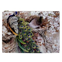 Japanese Painting Flower Peacock Cosmetic Bag (xxl) by Bedest