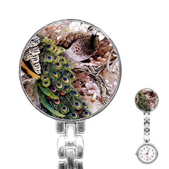 Japanese Painting Flower Peacock Stainless Steel Nurses Watch