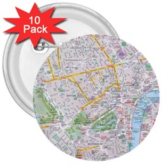 London City Map 3  Buttons (10 Pack)  by Bedest