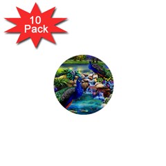 Peacocks  Fantasy Garden 1  Mini Buttons (10 Pack)  by Bedest