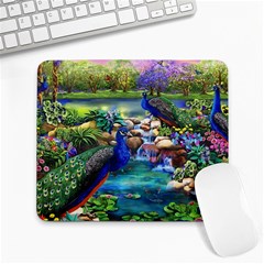 Peacocks  Fantasy Garden Large Mousepad by Bedest