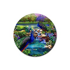 Peacocks  Fantasy Garden Rubber Coaster (round) by Bedest