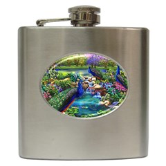 Peacocks  Fantasy Garden Hip Flask (6 Oz) by Bedest