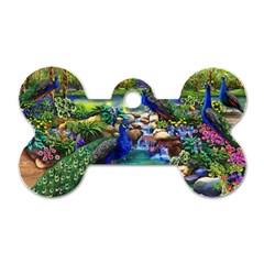 Peacocks  Fantasy Garden Dog Tag Bone (one Side) by Bedest