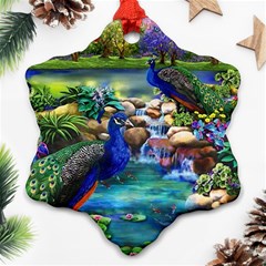 Peacocks  Fantasy Garden Snowflake Ornament (two Sides) by Bedest