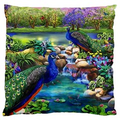 Peacocks  Fantasy Garden Standard Premium Plush Fleece Cushion Case (two Sides) by Bedest