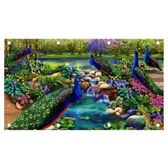 Peacocks  Fantasy Garden Banner And Sign 7  X 4  by Bedest