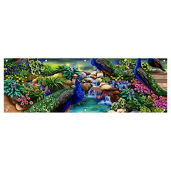 Peacocks  Fantasy Garden Banner And Sign 12  X 4  by Bedest