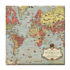 Vintage Old Antique World Map Tile Coaster