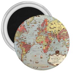 Vintage Old Antique World Map 3  Magnets by Bedest