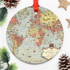 Vintage Old Antique World Map Ornament (Round)