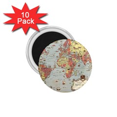 Vintage Old Antique World Map 1 75  Magnets (10 Pack)  by Bedest