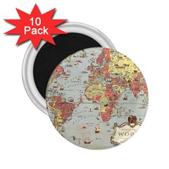 Vintage Old Antique World Map 2 25  Magnets (10 Pack)  by Bedest