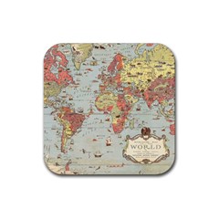 Vintage Old Antique World Map Rubber Coaster (Square)