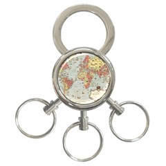 Vintage Old Antique World Map 3-ring Key Chain