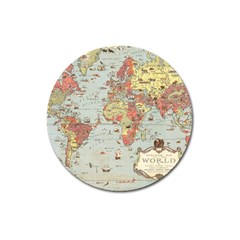 Vintage Old Antique World Map Magnet 3  (round) by Bedest