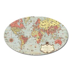 Vintage Old Antique World Map Oval Magnet