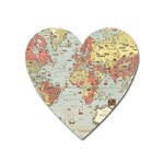 Vintage Old Antique World Map Heart Magnet Front