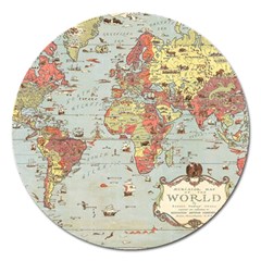 Vintage Old Antique World Map Magnet 5  (round) by Bedest